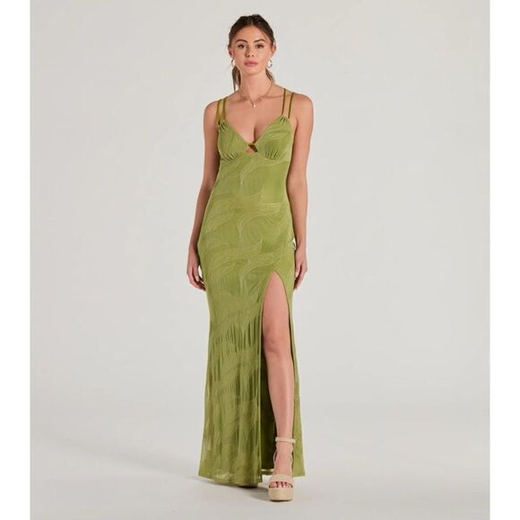 NWT WINDSOR Sunshine And Good Time V-Neck Mermaid Maxi Dress in Green, Size XS - Picture 1 of 8